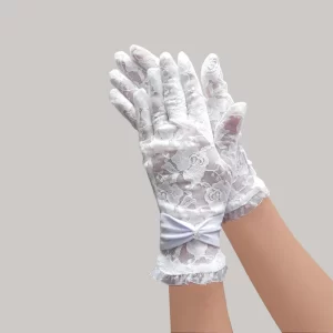 دستکش توری مجلسی زنانه رنگ سفید